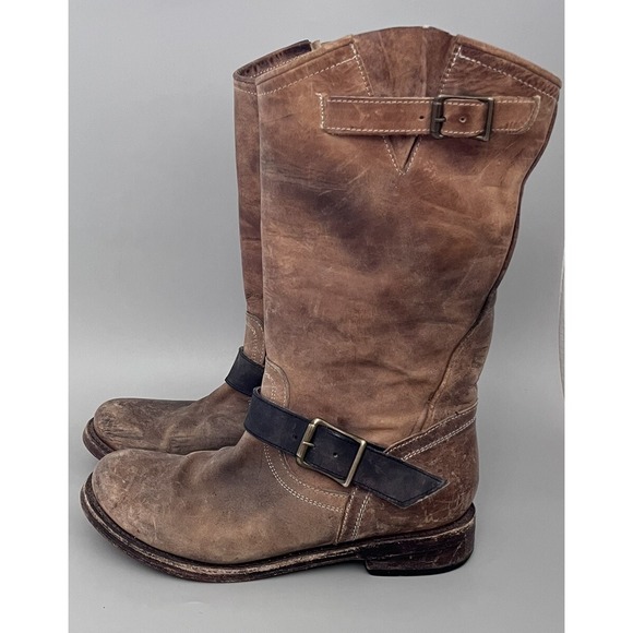 FREEBIRD Steven Crosby CRSBY Distressed Brown MOTO Engineer Western BOOTS Wmn 10 - Picture 3 of 12